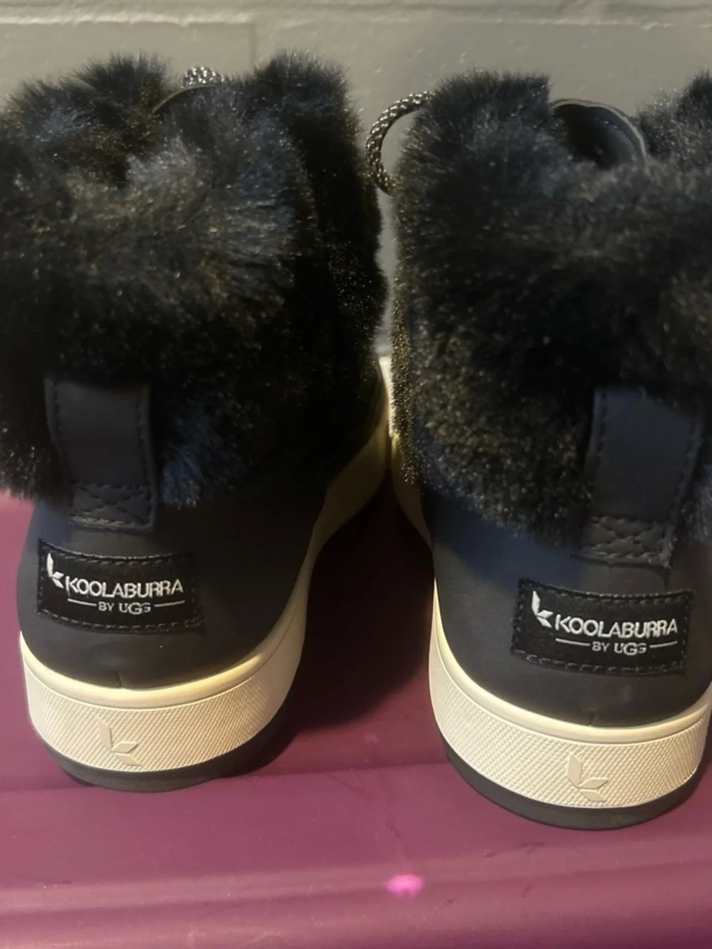 Kookaburra by Ugg Black Faux-Fur Lace-Up Winter Boot style high top